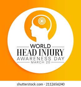World Head Injury awareness day is observed every year on March 20, to educate the general public about traumatic head injuries (TBI). Vector illustration