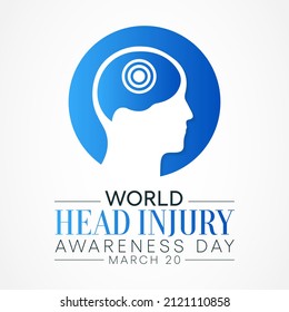 Der World Head Injury Bewusstsein Tag wird jedes Jahr am 20. März beobachtet, um die breite Öffentlichkeit über traumatische Kopfverletzungen (TBI) zu informieren. Vektorgrafik