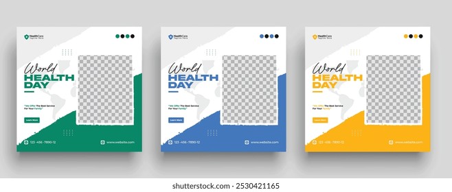 World health care day social media [post design template, healthcare day social media web banner design