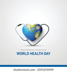 world health day 2025. world health day creative poster, social media post, banner, postcard, background, template, greetings card, web banner, cover design etc. Healthy beginnings, hopeful futures.