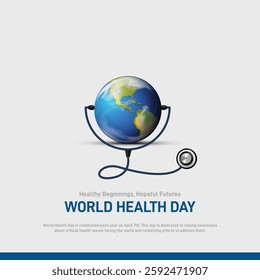 world health day 2025. world health day creative poster, social media post, banner, postcard, background, template, greetings card, web banner, cover design etc. Healthy beginnings, hopeful futures.