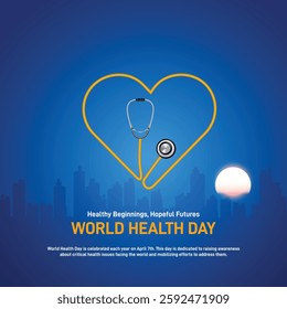 world health day 2025. world health day creative poster, social media post, banner, postcard, background, template, greetings card, web banner, cover design etc. Healthy beginnings, hopeful futures.