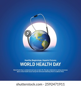 world health day 2025. world health day creative poster, social media post, banner, postcard, background, template, greetings card, web banner, cover design etc. Healthy beginnings, hopeful futures.