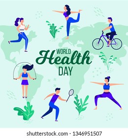 World Health Day 7 April. Healthy lifestyle. Healthy food.Vector Illustration