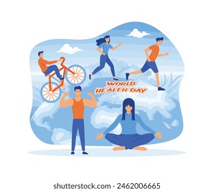 World Health Day 7 April. Healthy lifestyle. Healthy food. flat vector modern illustration 