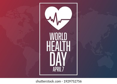 World Health Day. April 7. Holiday concept. Template for background, banner, card, poster with text inscription. Vector EPS10 illustration