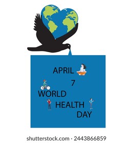 World Health Day. April 7. Holiday concept. Template for background, banner, card, poster with text inscription,  World health day vector concept text design with doctor stethoscope.