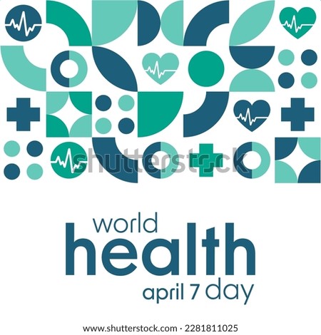 World Health Day. April 7. Holiday concept. Template for background, banner, card, poster with text inscription. Vector EPS10 illustration