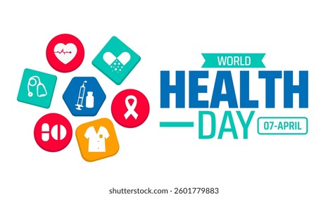 World Health Day background banner or poster design template. observed every year in  April. Holiday concept. Use to any Template, card, poster, placard, template.