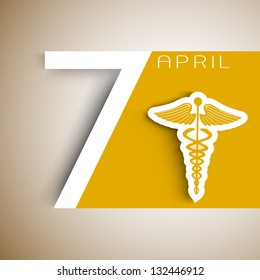 World health day background with caduceus medical symbol and text 7 April.