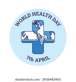 World Health Day background. Happy World Health Day Celebration. heart and stethoscope. April 7. Vector illustration design for Poster, Banner, Flyer, Greeting, Card, Post, Cover, Awareness campaign.