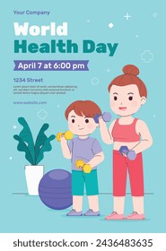 World Health Day background. Happy World Health Day Celebration. heart and stethoscope. April 7. Vector illustration design for Poster, Banner, Flyer, Greeting, Card, Post, Cover, Awareness campaign.