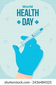 World Health Day background. Happy World Health Day Celebration. heart and stethoscope. April 7. Vector illustration design for Poster, Banner, Flyer, Greeting, Card, Post, Cover, Awareness campaign.