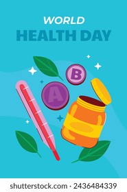 World Health Day background. Happy World Health Day Celebration. heart and stethoscope. April 7. Vector illustration design for Poster, Banner, Flyer, Greeting, Card, Post, Cover, Awareness campaign.