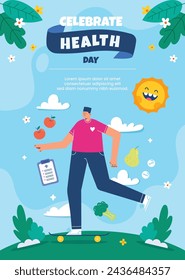 World Health Day background. Happy World Health Day Celebration. heart and stethoscope. April 7. Vector illustration design for Poster, Banner, Flyer, Greeting, Card, Post, Cover, Awareness campaign.