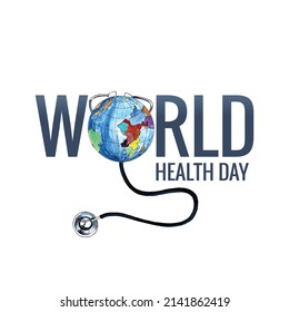 World health day background with stethoscope card design