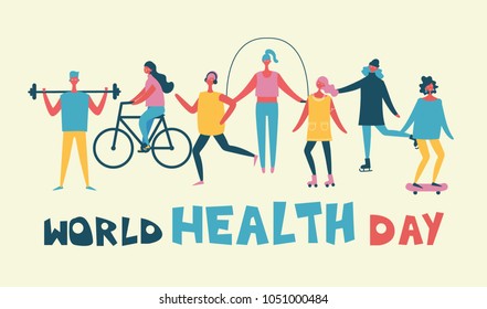 World health day banner with different sport activities