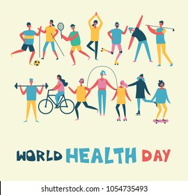 World health day banner with different sport activities