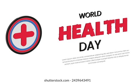 World Health Day banner with stethoscope and world map. Vector illustration.