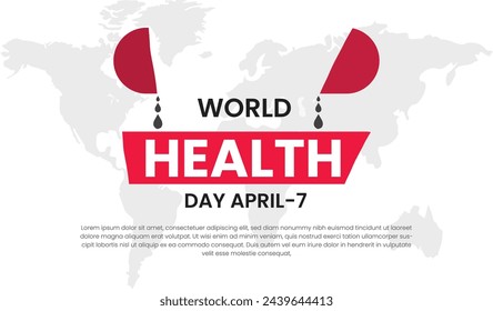 World Health Day banner with stethoscope and world map. Vector illustration.