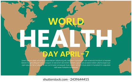 World Health Day banner with stethoscope and world map. Vector illustration.