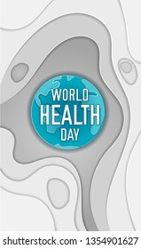 World health day banner.Vector paper cut illustration. 3D abstract paper art style, design layout for business presentations, posters, prints, cards, brochure cover - Vector illustration