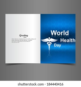 World health day caduceus medical symbol greeting card blue colorful illustration design vector