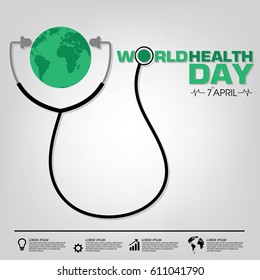 World Health Day Campaign Logo Icon Design Template. Earth Vector Illustration