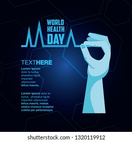 world health day card with hand
