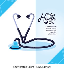 world health day card with stethoscope
