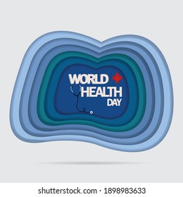 World Health day concept. 3d paper cut eco friendly design. Vector illustration. Save the Human concept