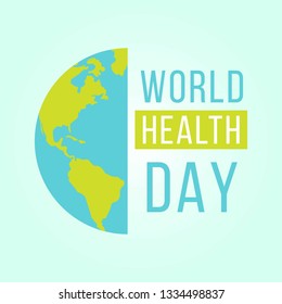 World health day concept. 7 April 2018. Medicine and healthcare image in flat style. Editable vector illustration in medical colors. Earth in shape of heart. Globe as a concept for World Health Day. 