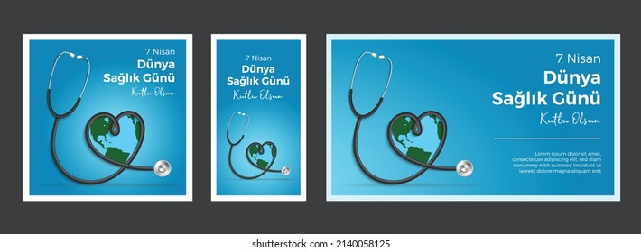 Concepto del Día Mundial de la Salud. 7 de abril de 2018. Concepto de medicina y salud. 7 Ilustración vectorial del concepto Nisan Dünya Sağlık Günü (7 de abril, Día Mundial de la Salud).