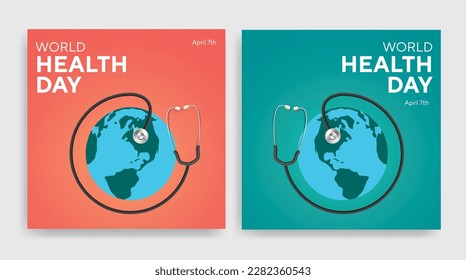 World health day concept. 7 April. Medicine and healthcare concept. 7 Nisan Dünya Sağlık Günü (7 April, World health day) social media concept vector illustration.