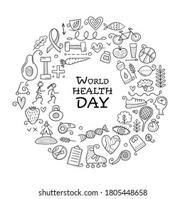 World health day. Concept art with healty lifestyle for your design. Vector illustration