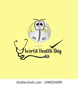 world health day concept. cartoon icon logo template. illustration vector