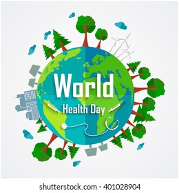 World health day concept with environmental of earth.Vector