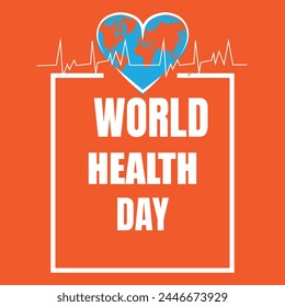 World health day concept. Globe in heart shape. Vector illustration. EPS 