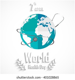 World Health Day Concept With Globe And Stethoscope.Vector