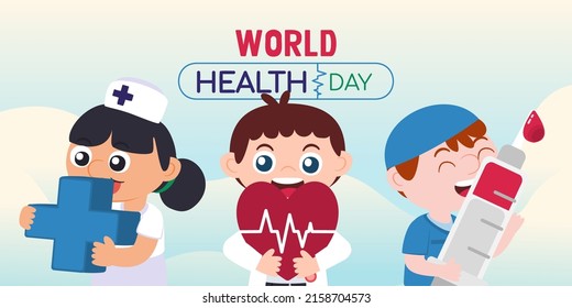 World Health day concept. Healthcare, health protection on global international event in april Flat vector illustration design 