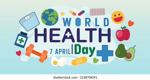 World Health day concept. Healthcare, health protection on global international event in april Flat vector illustration design 