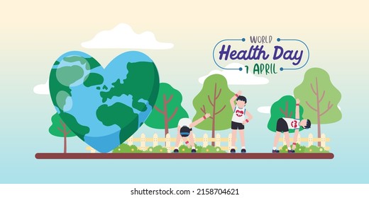 World Health day concept. Healthcare, health protection on global international event in april Flat vector illustration design 