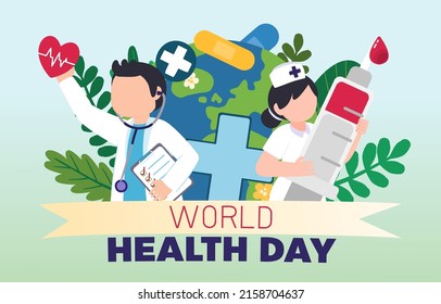 World Health day concept. Healthcare, health protection on global international event in april Flat vector illustration design 