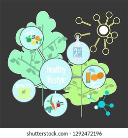 World health day concept with healty lifestyle background. Vector illustration.