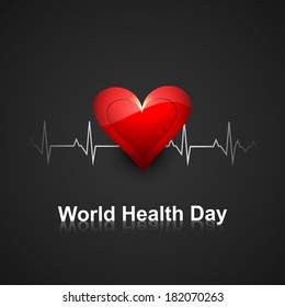 World health day concept with heart beats medical colorful background vector