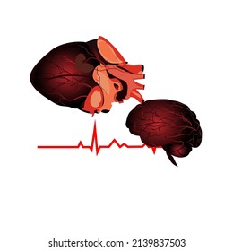 world health day concept. heart and brain. illustration vector