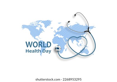 World Health Day Concept. Heart and stethoscope vector design. Vector illustration for World Health Day in white background