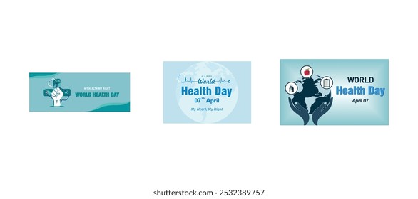 World Health Day concept. World health day with medical stethoscope. World Health Day is a global health awareness day celebrated every year on 7th April. Set flat vector modern illustration