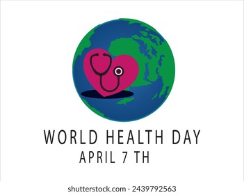 World health day concept poster,Unfocused health day background with stethoscope card design,