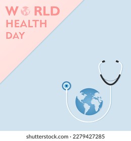 Día Mundial de la Salud. Diseño de texto de concepto del Día Mundial de la Salud con estetoscopio médico.